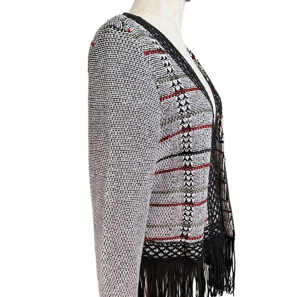 Christopher & Banks Fringed Plaid Cardigan Blazer Women's Large - Picture 6 of 13